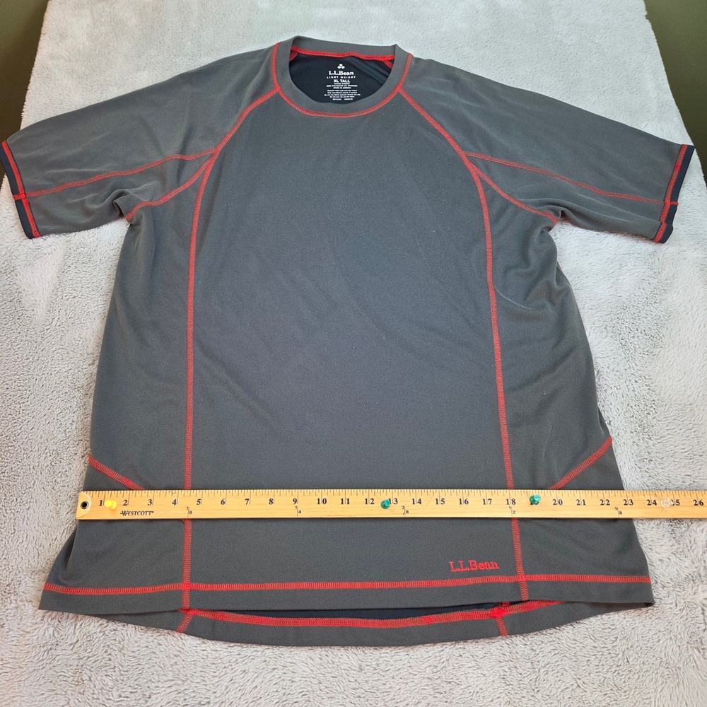 L.L. Bean Performance Tee Mens XL Tall Raglan Activewear Contrast Stitching Gray
